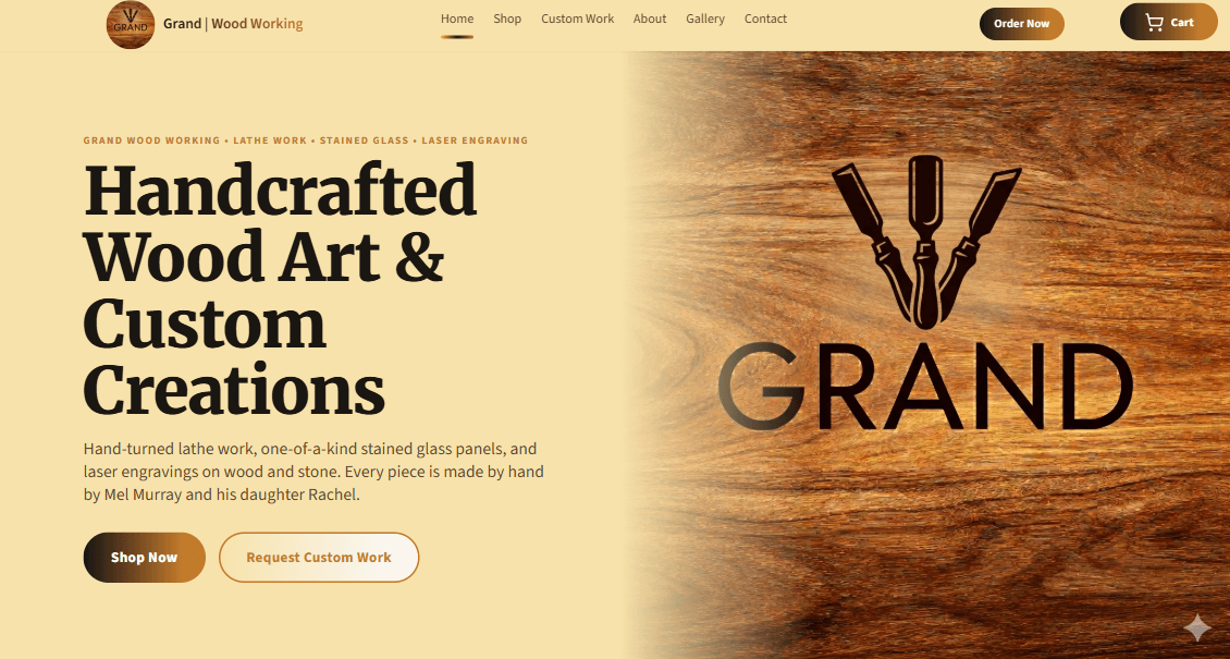 Grand Wood and Glass online store homepage